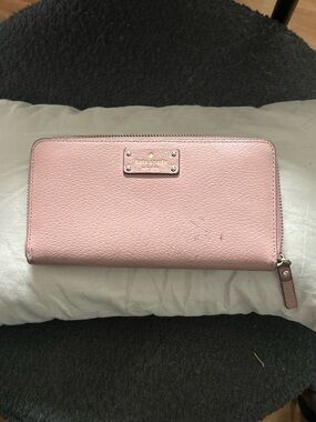 Kate Spade Pale Pink Pebbled Leather Zip Wallet